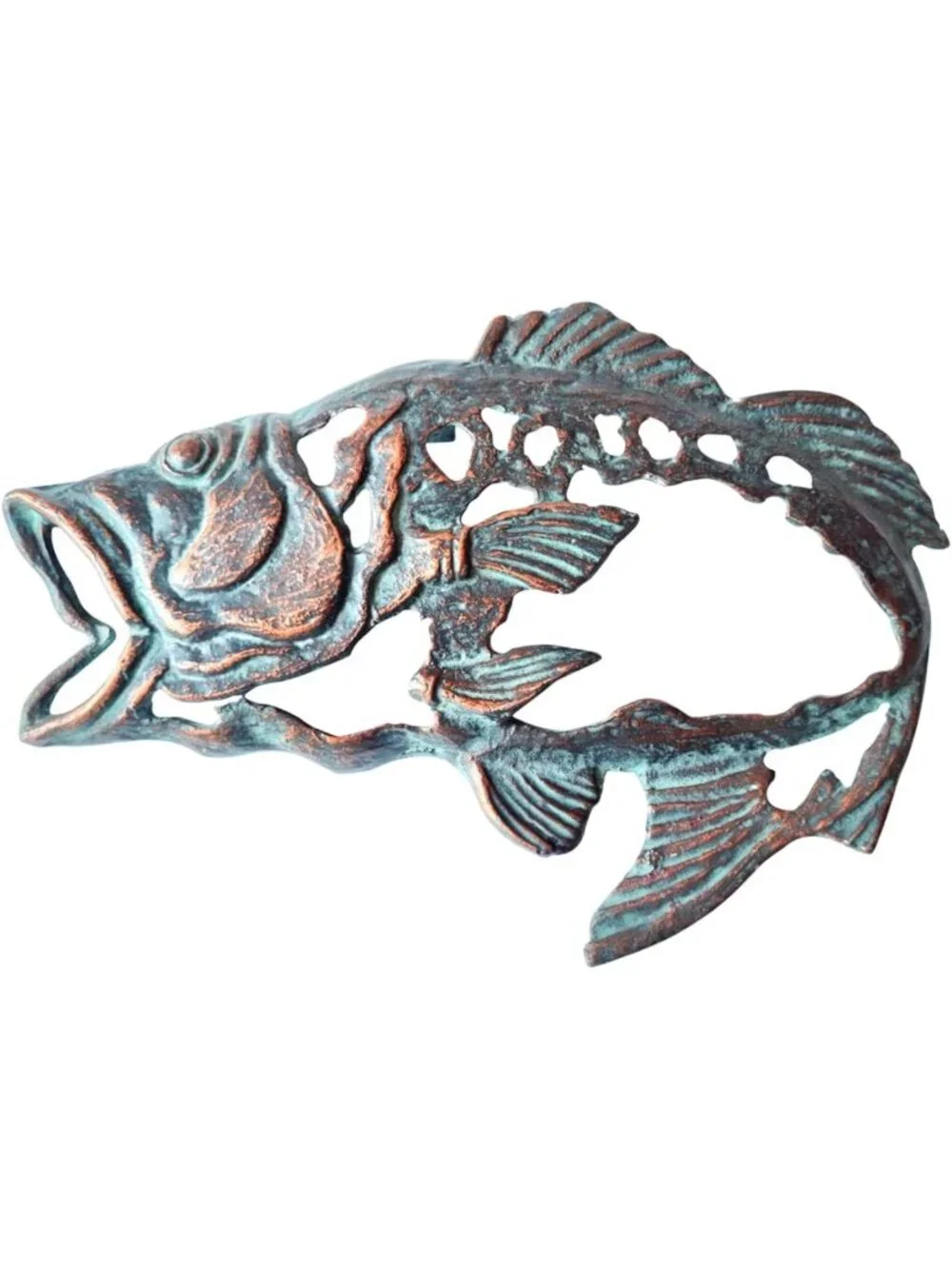 Unique Large Mouth Bass Metal Wall Art - Heavy Duty Fish Decor for Fishing